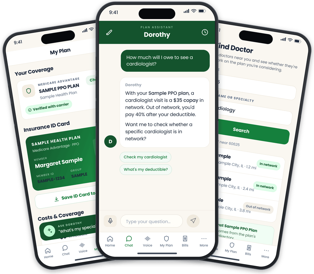 The Pocket Protector app, shown on three phone screens